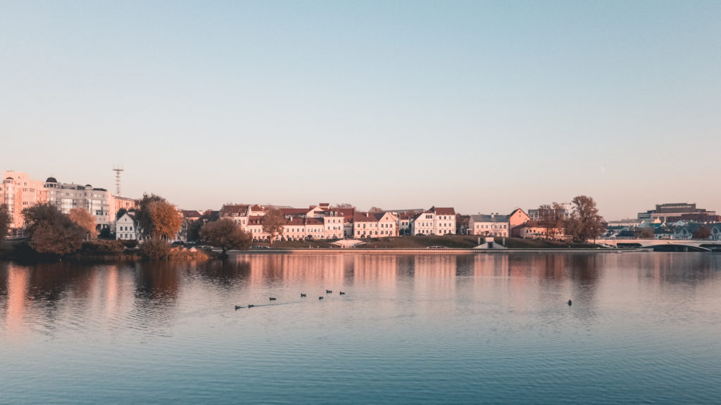 Golden hour in the old town of Minsk travel summary 2018