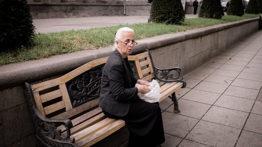 Old lady Rustaveli Avenue Tbilisi