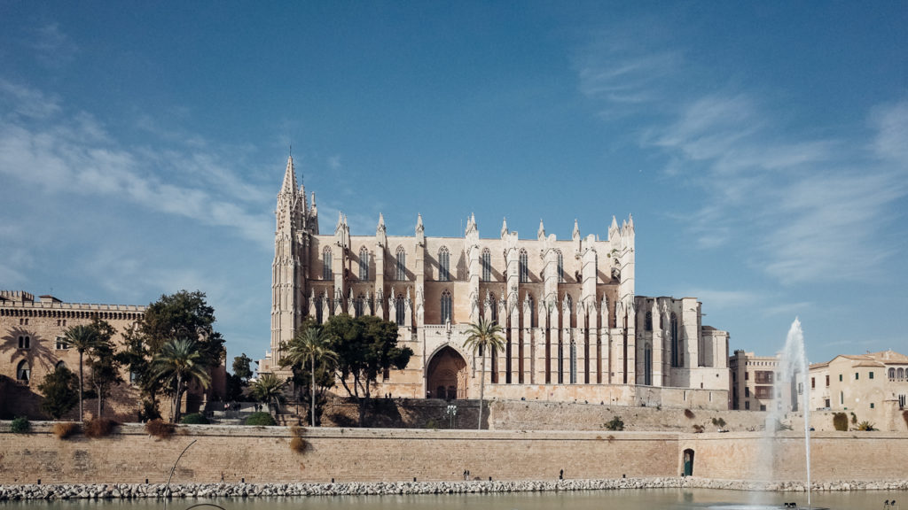 Under the yellow lights of Palma de Mallorca Cathedram view Cover