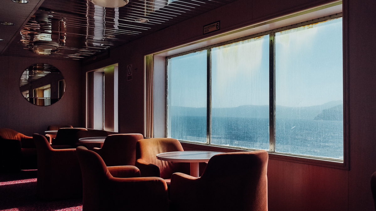 Ferry Tales people on a slow journey interior of Prevelis