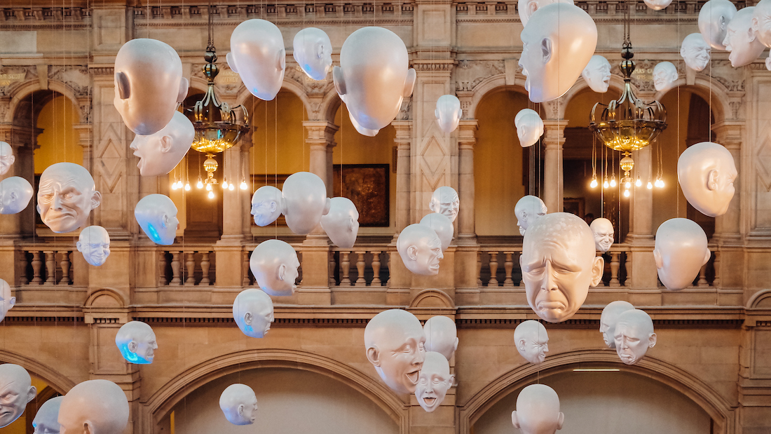 Glasgow before Brexit Kelvingrove Art Gallery and Museum Floating Heads