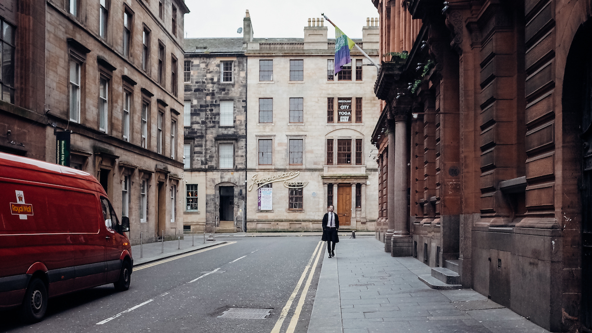 The Glaswegians man in downtown Glasgow