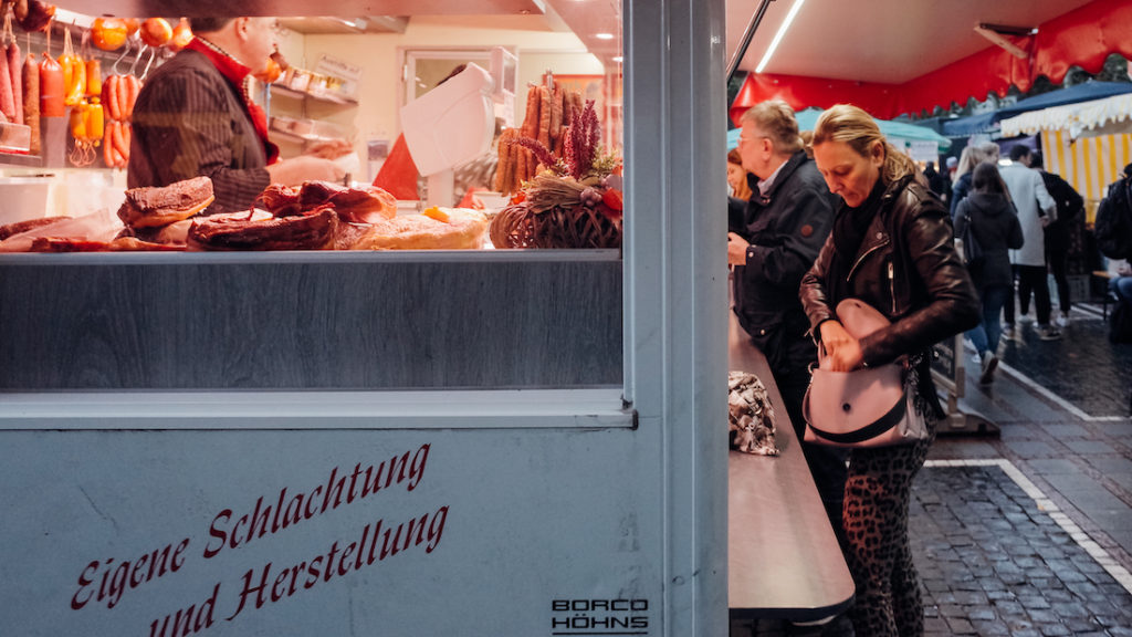 Wurst and other delicacies at Konstablerwache in Frankfurt am Main