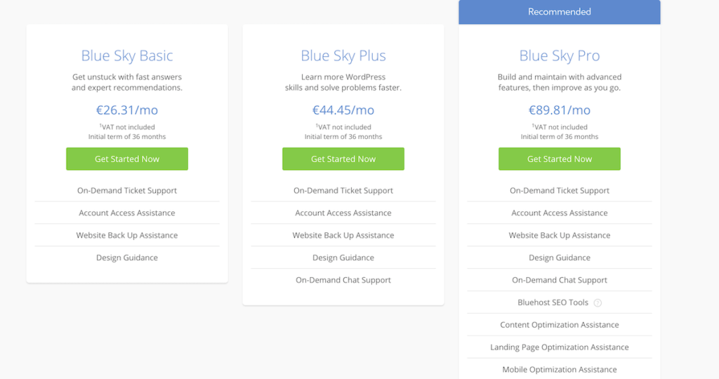 Bluehost review Blue Sky services