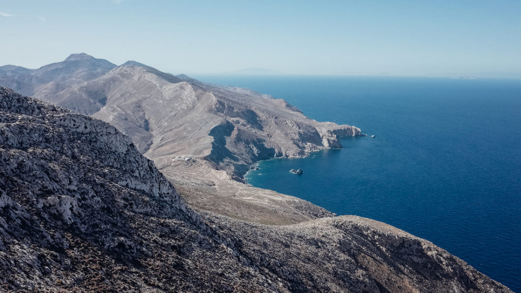 View halfway to the Monastery of Kalamiotissa in Anafi Καλαμιώτισσα