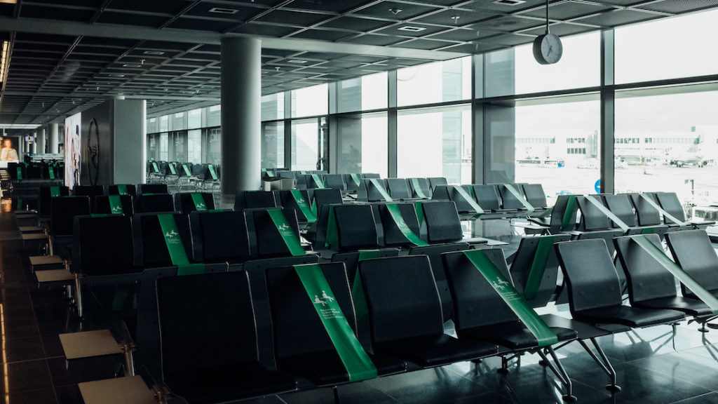 Empty gates at Frankfurt airport lockdown