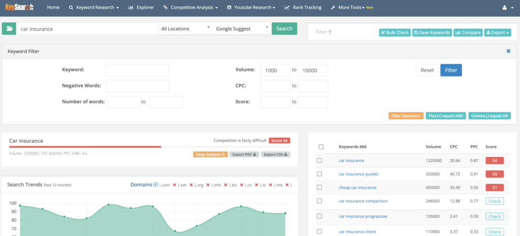 2 KeySearch Tutorial narrow down results by volume