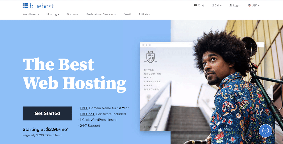 Bluehost offer homepage