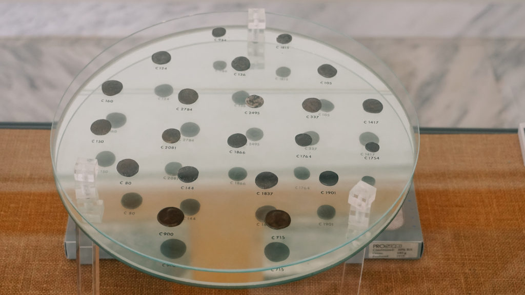 Ancient coins at the museum of Nemea