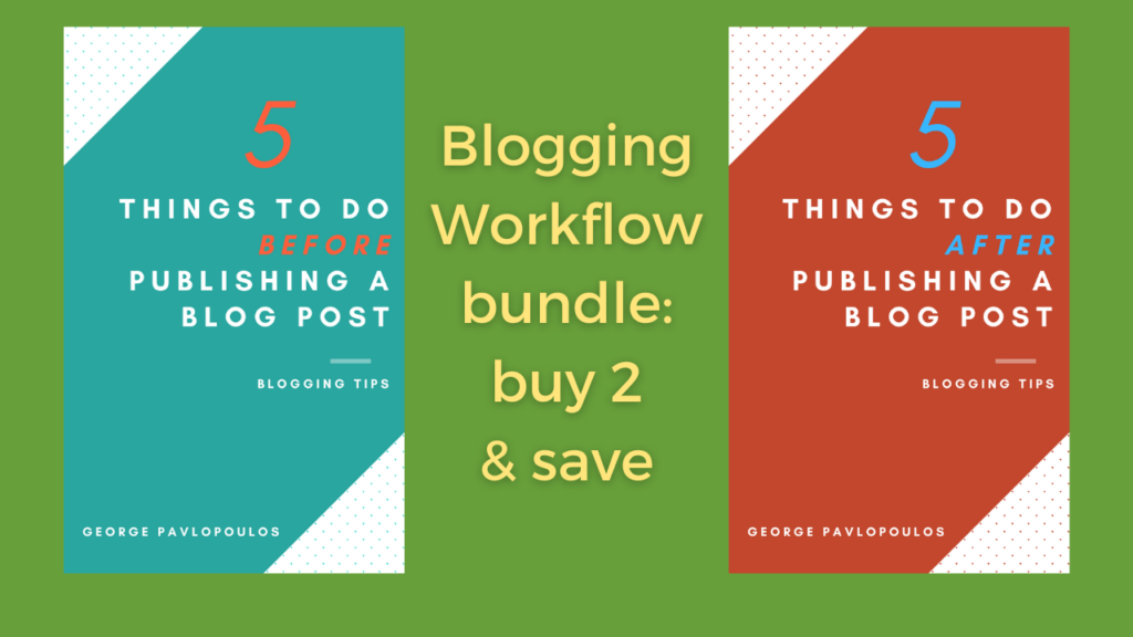 Blogging workflow bundle consisting of two ebooks for optimizing your Blog. blogging tips ebooks currently on sale