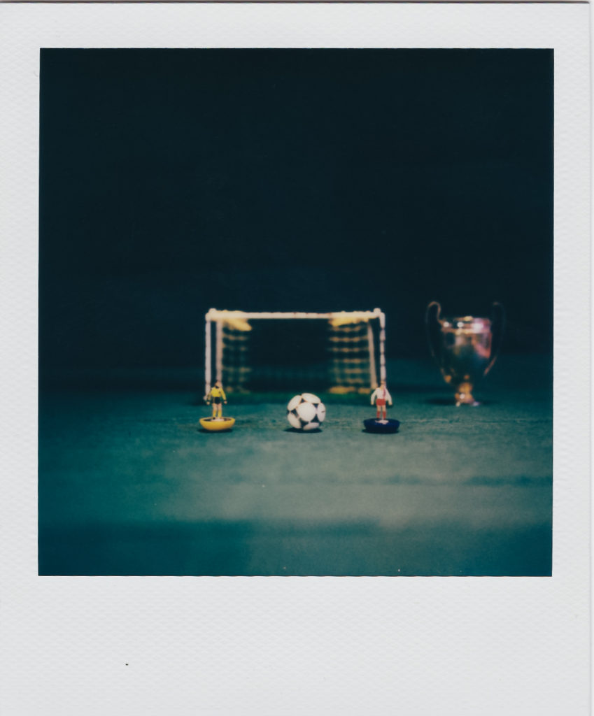 A polaroid of Subbuteo table game with the SX-70