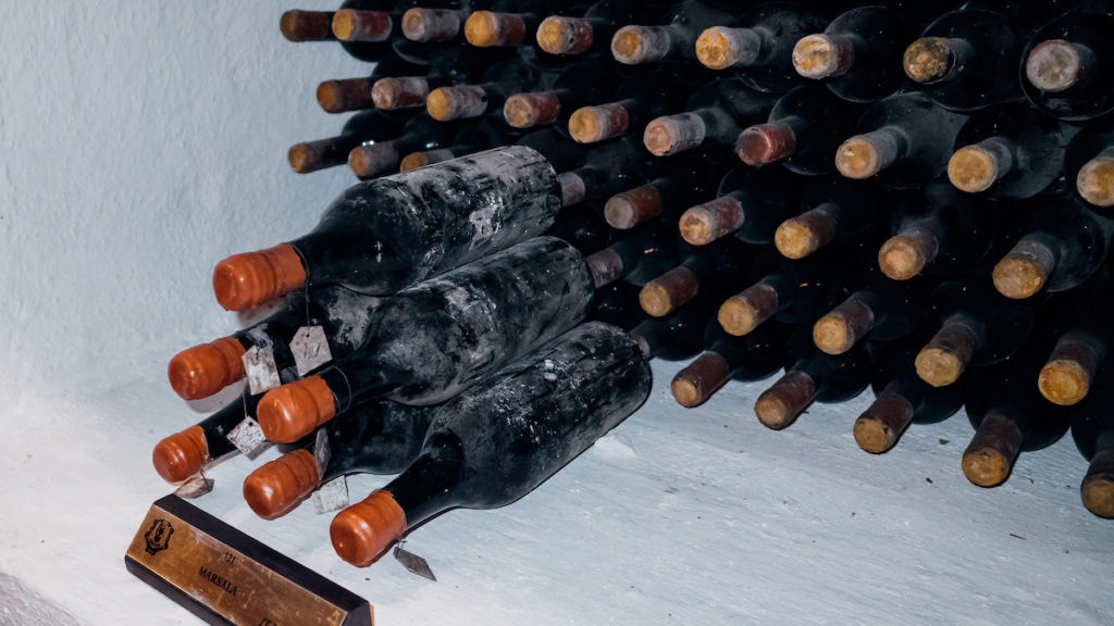 Italian wines aging with dust