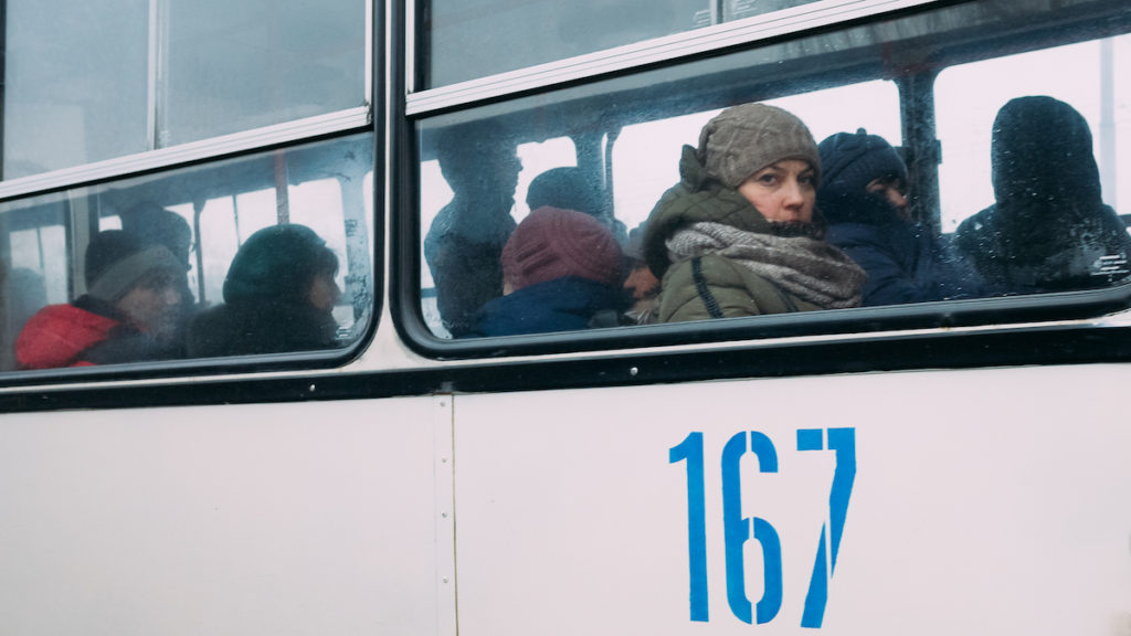At the bus stop street photography in Moldova