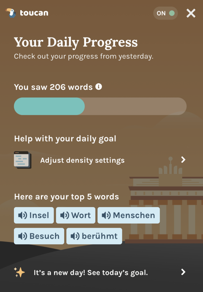 Daily progess report by Toucan