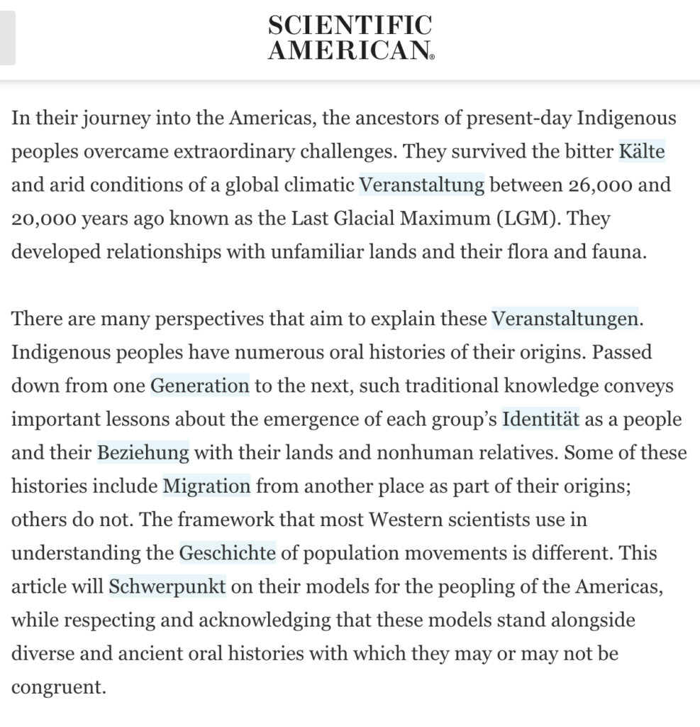 How Toucan chrome extension looks on an excerpt of Scientific American