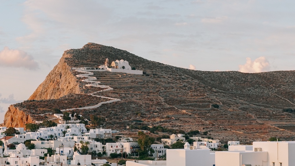View of the Chora and Panagia Church Folegandros