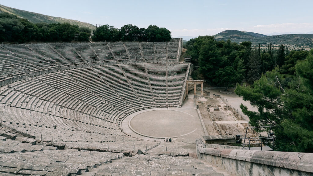 From one side of the theater in Epidavros