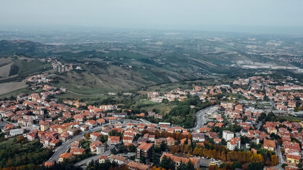 San Marino viewpoint towards Borgo Maggiore
