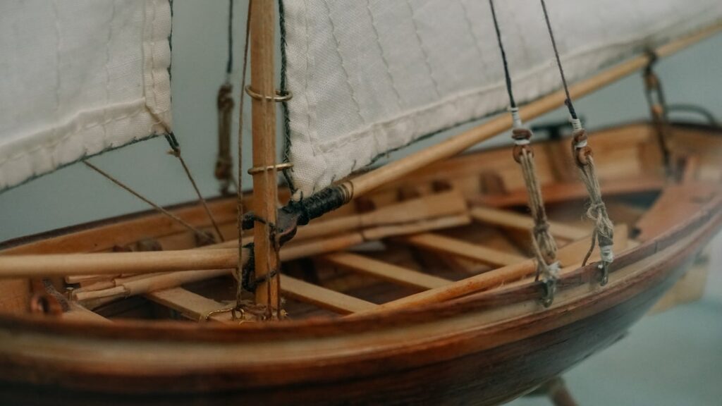 Detail of a miniature vessel on display at Galaxidi Nautical Museum