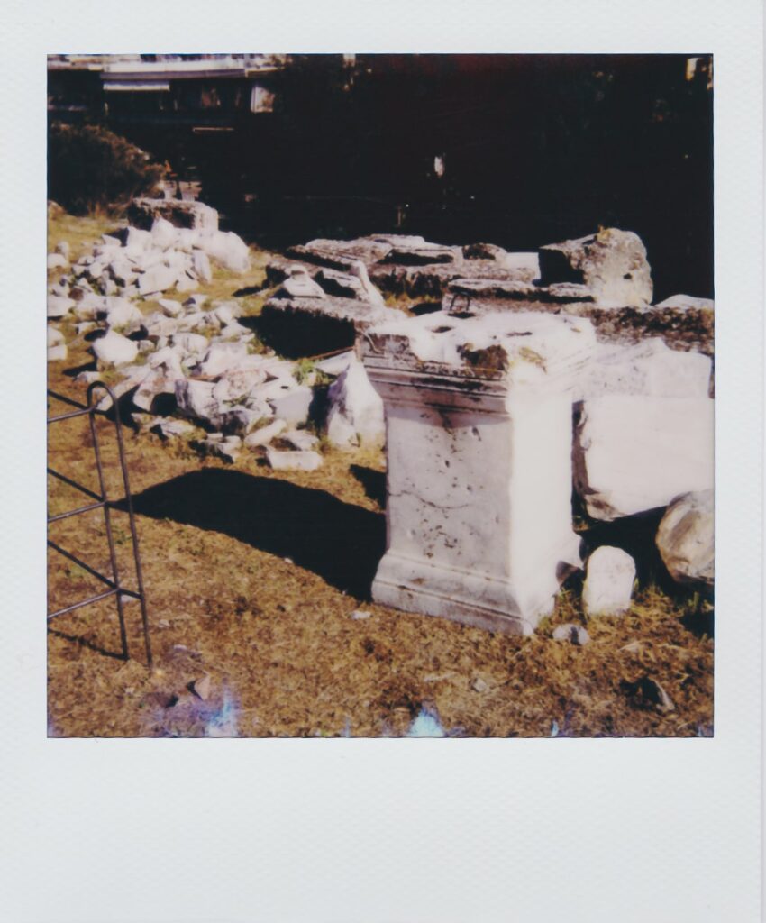 The Eleusis archaeological site shot with a polaroid camera Sun 660