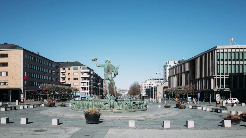 The Temple of Poseidon and the Avenyn Boulevard in Gothenburg