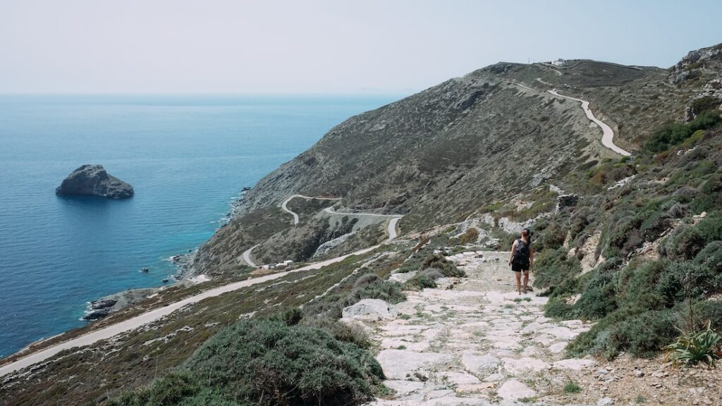 The path towards the Panagia Hozoviotissa Monastery in Amorgos Greece