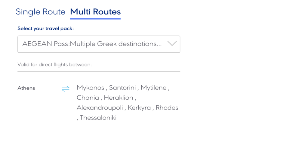 Aegean Pass Multi routes Greece