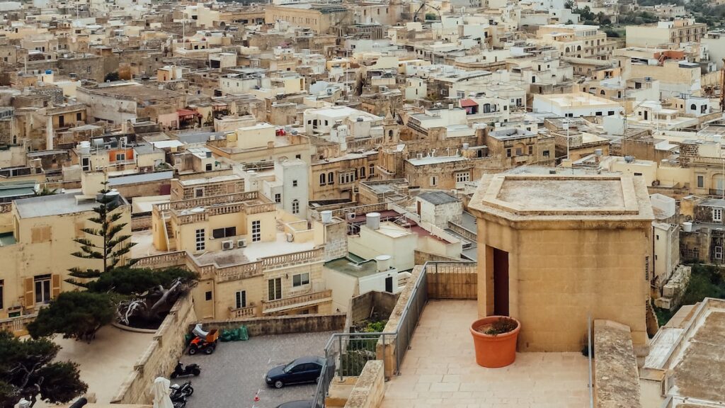 Aerial view of modern day Victoria Gozo Malta