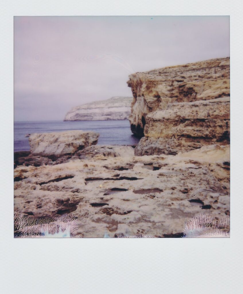 The place where the Azure Window (or Blue window) in Gozo, Malta, shot with the Polaroid Impulse AF in April 2022.