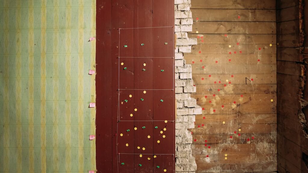 Bullet holes at the KGB execution chamber in Riga, Latvia