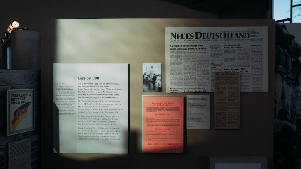 Newspapers from the Berlin Wall years at the Palace of Tears