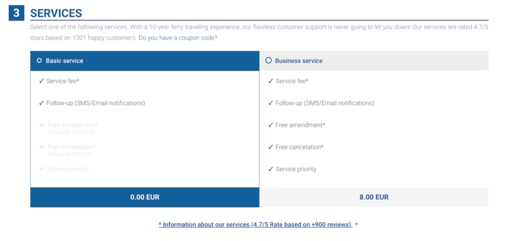 Extra services when booking Greek ferry tickets