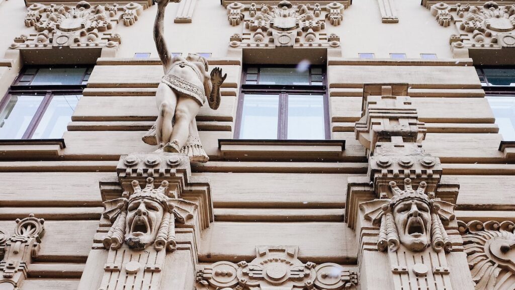 Jugendstil facade details in Riga, Latvia
