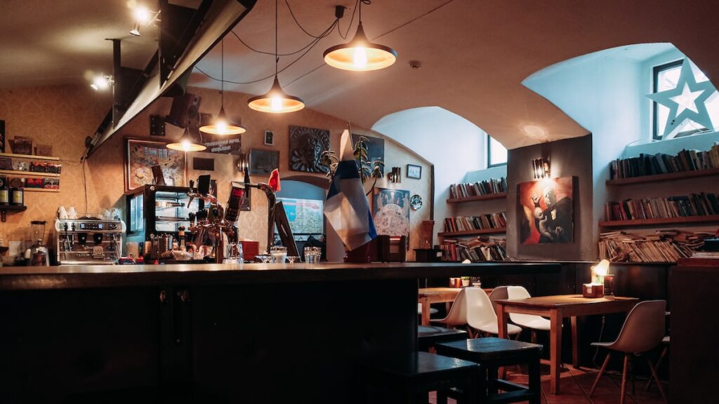 The interior of Cafe Stalingrad in Riga, Latvia