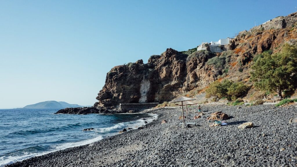 The rocky Chochlaki beach in Nisyros, Greece