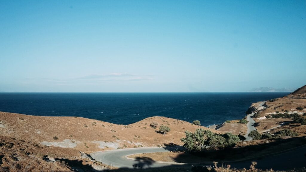 Nisyros landscape, showing the sea and the barren land