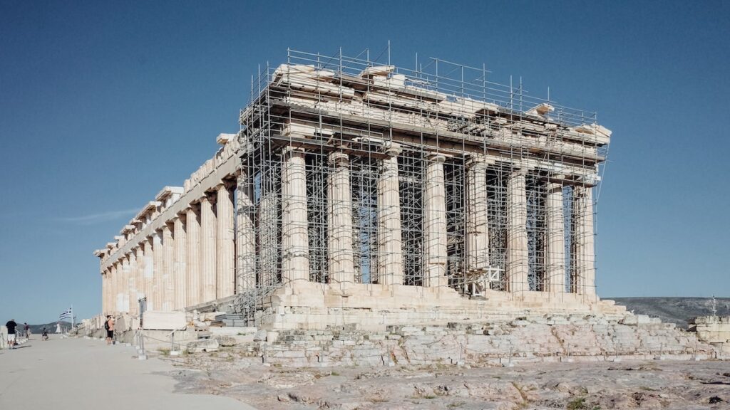 A photo of the Parthenon in the Acropolis of Athens, Greece