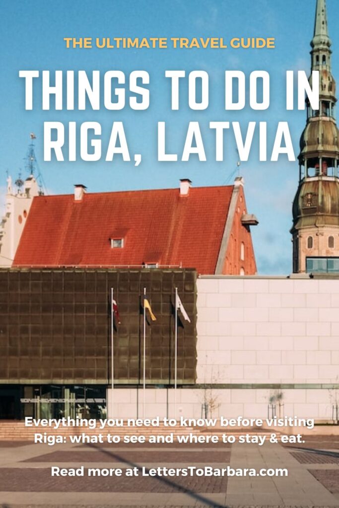 An image to use as a Pinterest Pin for the travel guide to Riga, Latvia