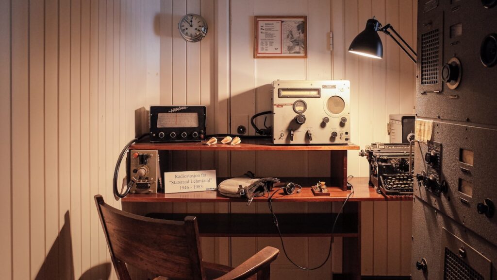 A photo from the deck house of Staatsrad Lehmkul's interior at the Nautical Museum of Bergen, Norway