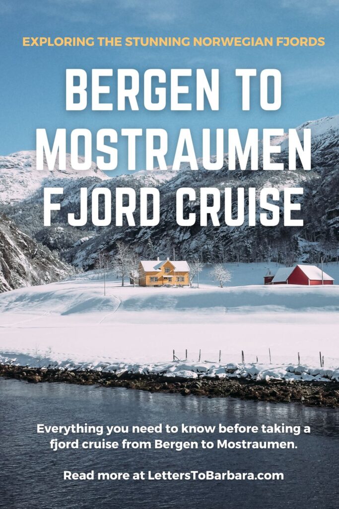 A Pinterest Pin about an article on how to take a fjord cruise from Bergen to Mostraumen Straits