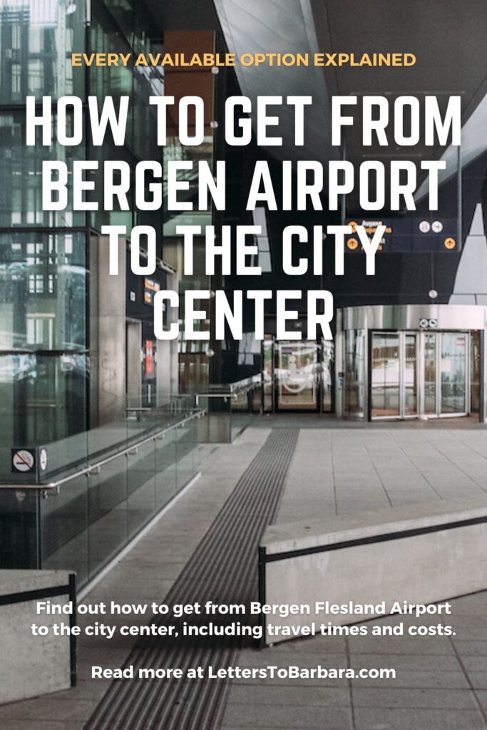 A Pinterest Pin for the article about traveling from Bergen Airport to the city center