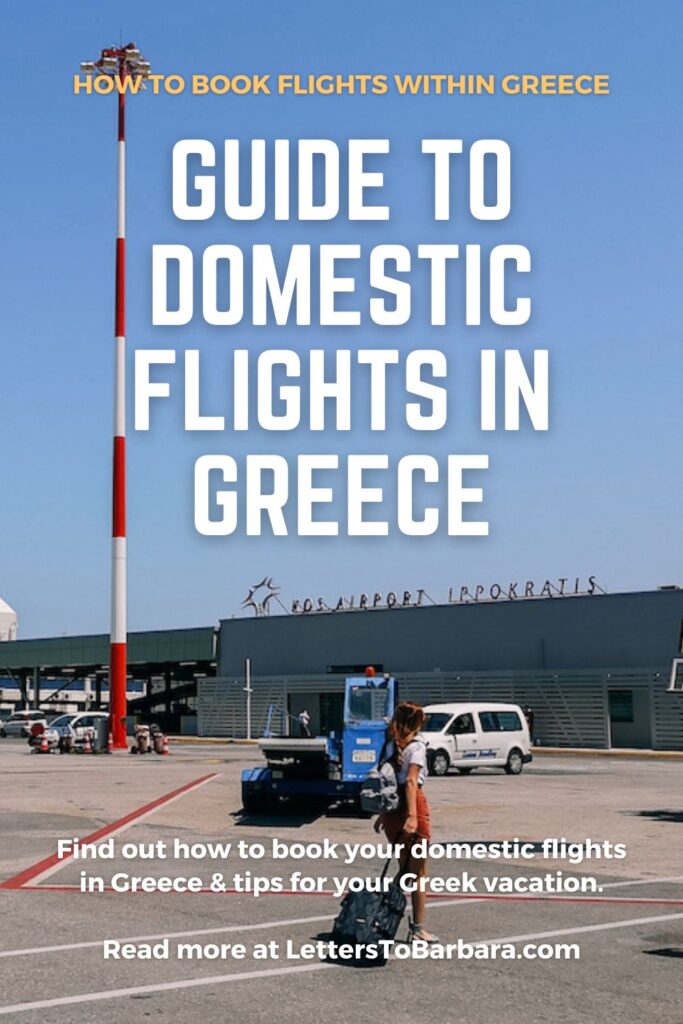A Pinterest Pin for the guide to domestic flights in Greece and how to book them