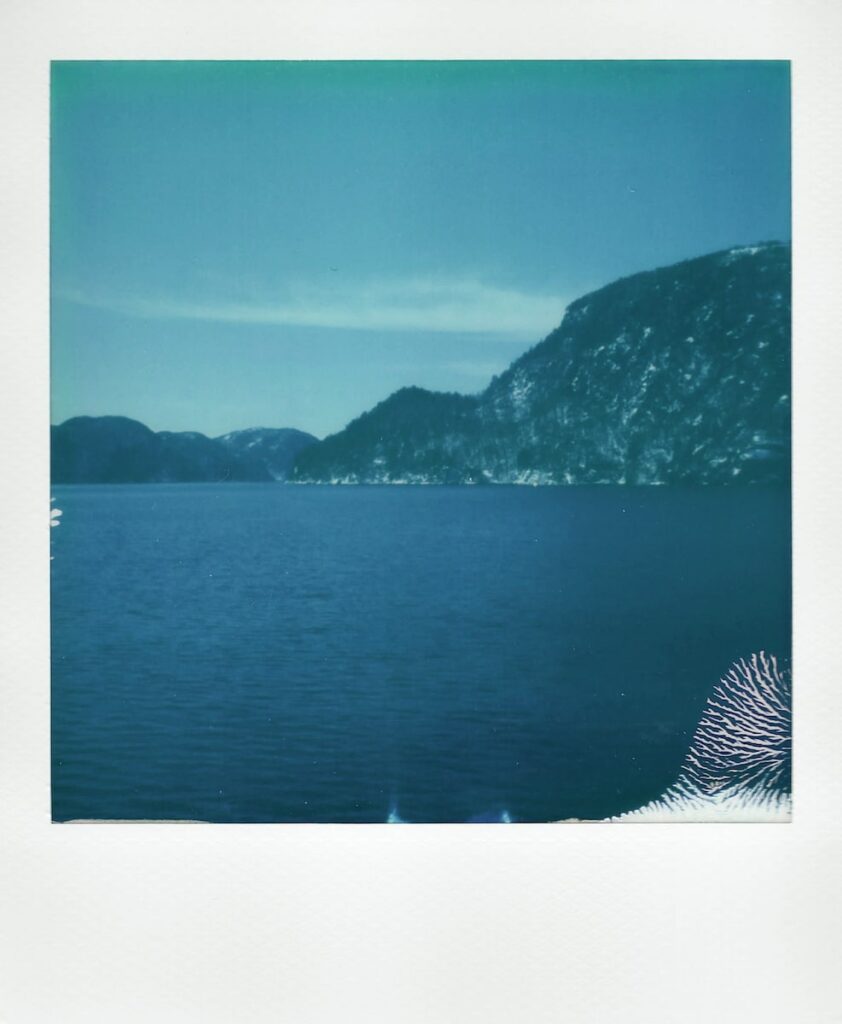 A polaroid of the Norwegian fjords, close to Bergen, Norway.