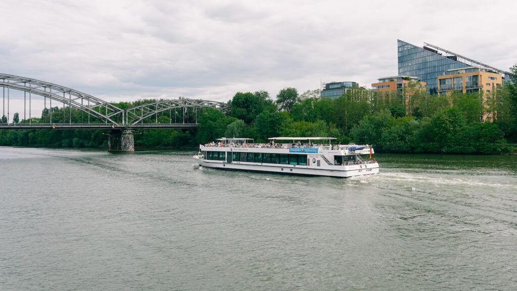 A cruise in the River Main in Frankfurt, Germany