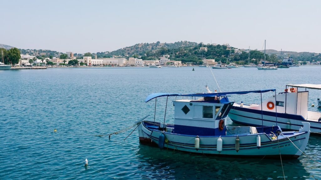 A photo of the port of Lakki in Leros, Greece
