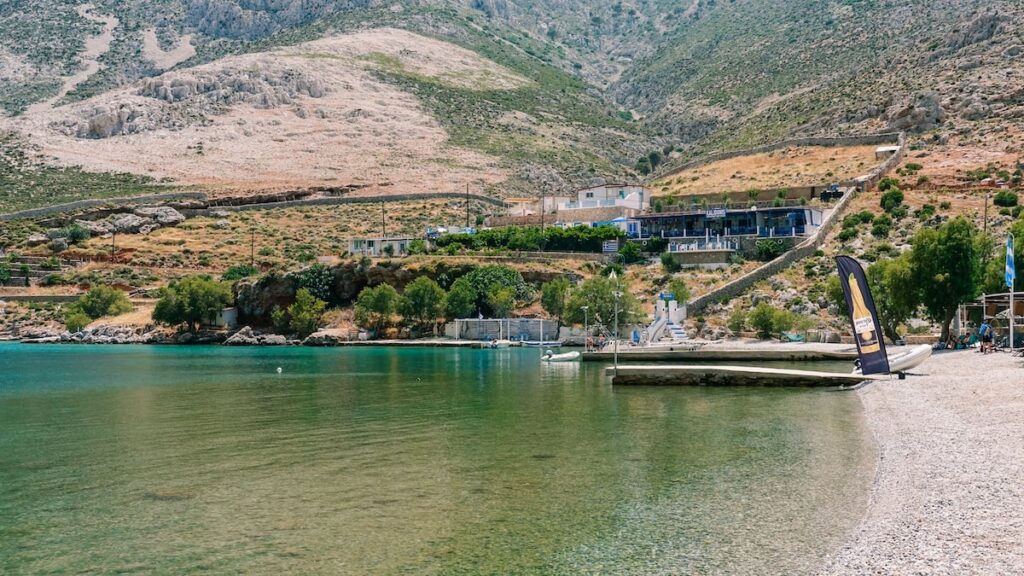 An image of the beautiful Palionissos Beach, in Kalymnos, Greece