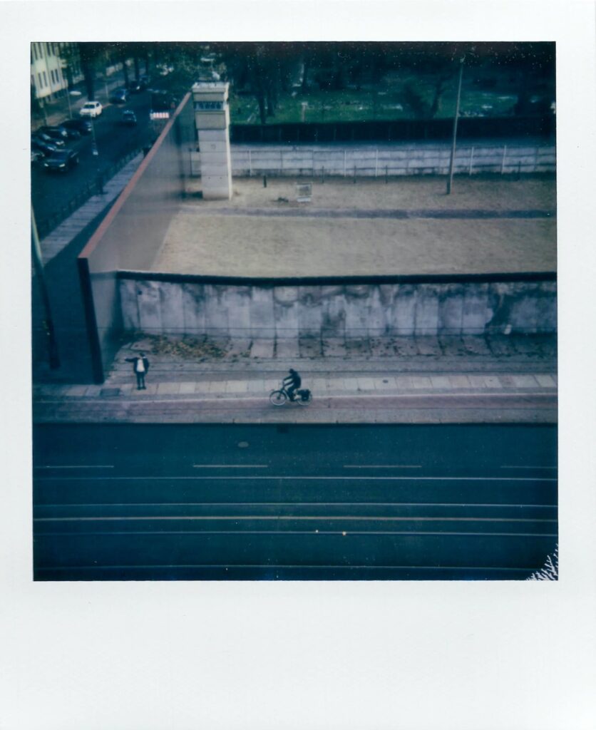 A polaroid of the Berlin Wall Memorial taken with the Polaroid Impulse AF