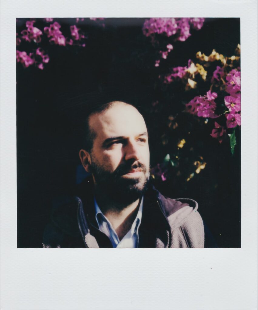 A polaroid of Christos in Siena, Italy, taken with the Polaroid SX 70