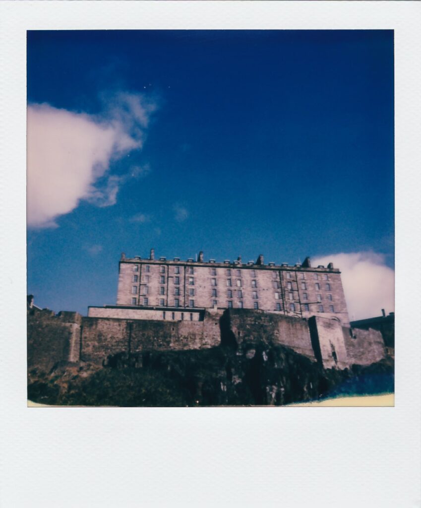 A polaroid of the Castle of Edinburgh taken with the Polaroid OneStep+