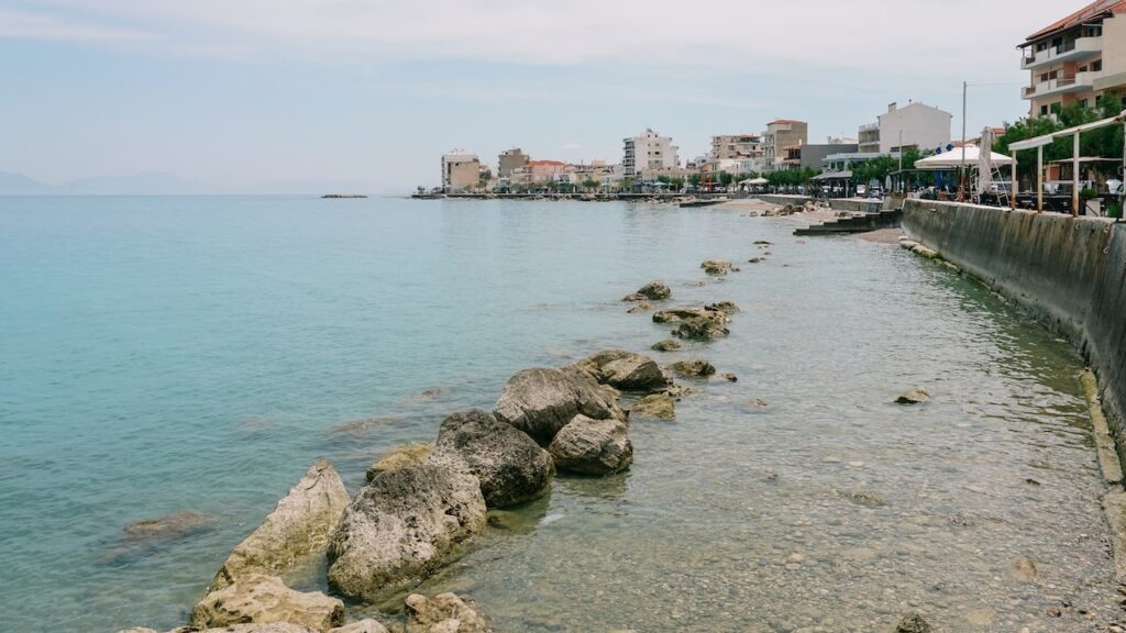 An image of the coastal resort town of Xylokasto in Peloponnese, Greece.